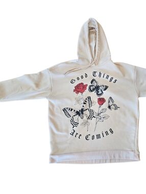 Faded Rose Good Things Are Coming Cream Hooded Sweatshirt L